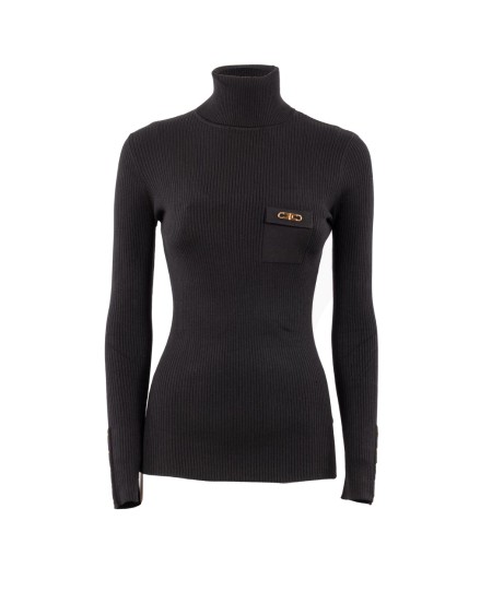 Shop ELISABETTA FRANCHI  Lupetto: Elisabetta Franchi maglia a costine con taschino.
Collo dolcevita.
Maniche con bottoni al fondo.
Taschino in raso con dettaglio logo.
Vestibilità Slim.
Composizione: 64%Lyocell 20%Poliammide 16%Seta.
Made in Italy.. MK11B56E2-110